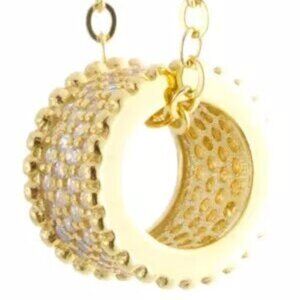 18 inches Sterling Silver Cubic Zirconia Gold Tone Pendant Ladies Necklace Chain